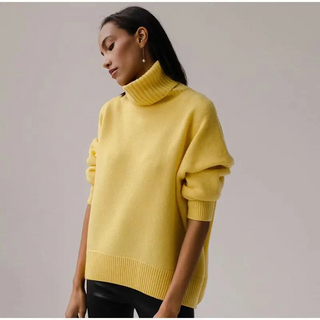 Zahara - Rullekrave til Damer, Oversize Strikket Sweater, Afslappet Stil