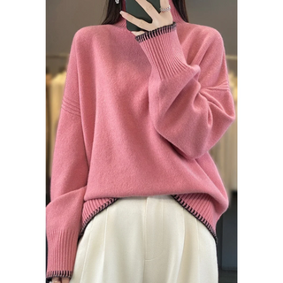 Sephira - Rullekrave til Damer, Blød Løs Strikket Sweater, Elegant Stil