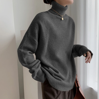 Sephira - Rullekrave til Damer, Oversize Blød Strikket Sweater