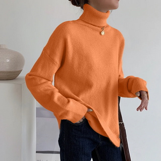 Sephira - Rullekrave til Damer, Oversize Blød Strikket Sweater