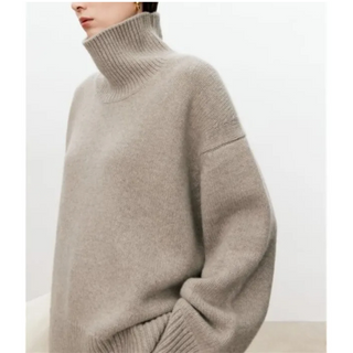 Zahara - Rullekrave til Damer, Oversize Strikket Sweater, Afslappet Stil