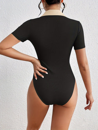 Sort Farveblok Bodysuit - Jana