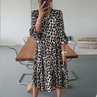 Aria | Elegant Kjole med Leopardprint til Kvinder