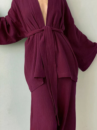 Elegant komfortabelt kimono-sæt til kvinder - Loungewear med stil