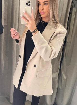 Isabella - Dame Dobbeltradet Oversized Blazer - Smart Casual Jakke