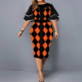 Midi Kjole med Print (Plus Size)