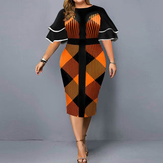 Midi Kjole med Print (Plus Size)