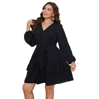 Sort Kjole med Ruches (Plus Size)