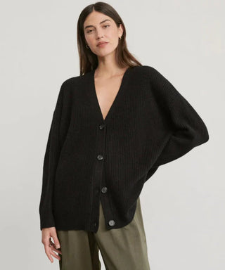 Vilma - Dame V-Hals Oversized Strik Cardigan, Knaplukket Hyggelig Pasform